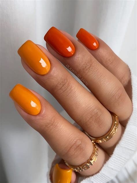 burnt orange fall nails|bright orange nail varnish.